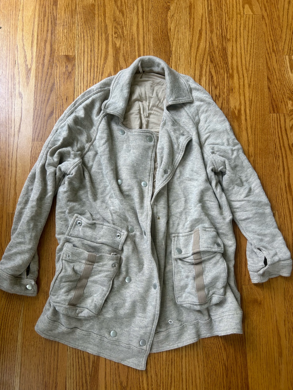 Free People Light Heather Gray/Oat Double Pocket Cardigan Pea Coat